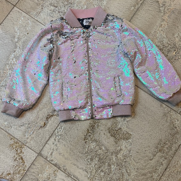 Lola and the Boys Sequins Flip Care Bear Bomber Jacket Size 4 - Picture 8 of 13